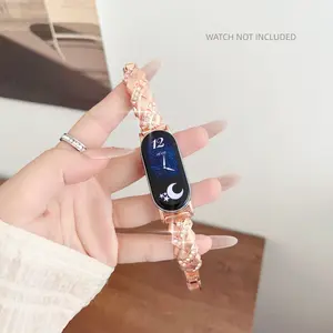 Metal strap suitable for Xiaomi Band 10/9/8 dedicated breathable strap, fashionable metal replacement strap, smart watch strap, women's diamond strap, Wearable Accessory, Smartwatch Strap