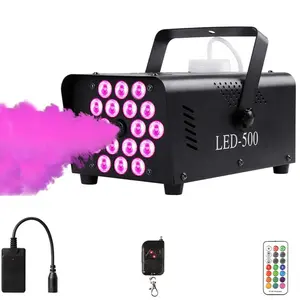 LED Lighted Fog Machine 18 Leds, Halloween Fog Machine, Indoor Outdoor Party Dj Use Fog Machine W/ Remote Control & Colorful Lights Effects