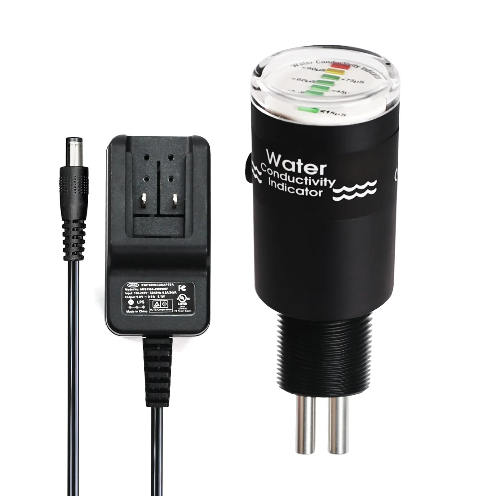 Water Quality Conductivity Indicator 7 LED Conductivity Level Measure 0~90us/cm with ATC and IP68 for Water Filter Monitoring, Environmental Checking etc.