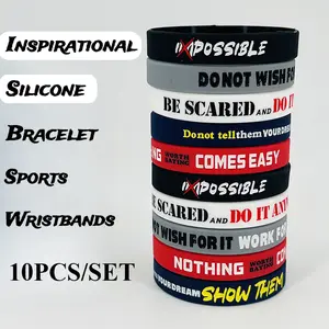 Do Not Wish for It , Work for It Inspire Bracelet - 10 Counts/set Inspiratinal Quotes Silicone Wristband - Indoor Recreation Equipment, Gym Accessories - Popular Gifts - Fall Freshness