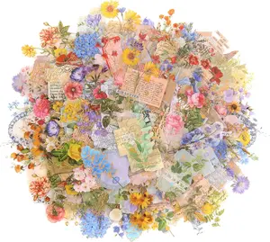 180 Pieces Die Cut Gold Foil Floral Stickers,Transparent Aesthetics Sticker Set,Vintage Flower Decals for Scrapbooking Card Making Journaling Paper Crafting