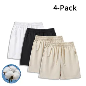 4-Pack - Lightweight Cotton-Linen Shorts Suitable for Beach, Home, and Everyday Outings
