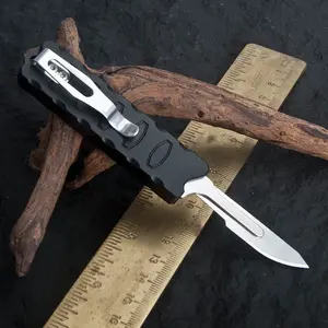 EDC Pocket Utility Knife, Aluminum Alloy Grip with 10 Replaceable Blades, Carbon Steel Replacement Blades #24, Compact and Lightweight for Office Business Daily Use and Gifts