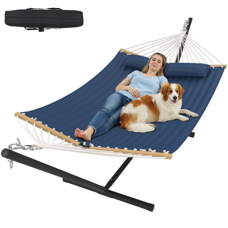 Modern Portable Hammock for Outside, Camping Hammock with Stable Anti-Tipping Structure, Hand-Woven Durable Ropes, Rope Hammock for Backyards, Beaches, Poolsides, Parks, Campsites