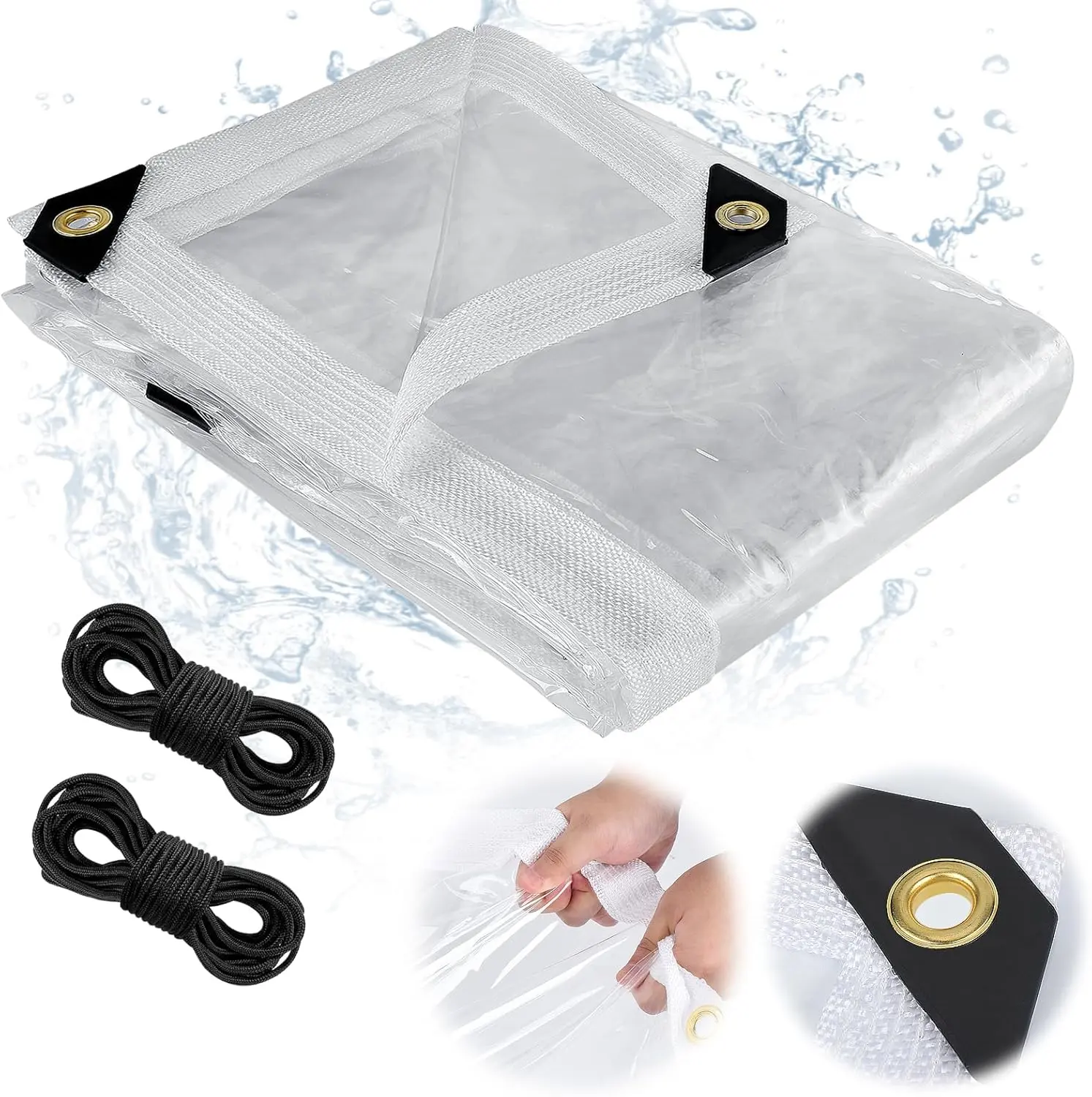Clear Tarp Heavy Duty Waterproof 10x13FT Plastic Tarps with Grommets Transparent Vinyl Tarp for Outdoor Porches Patio Enclosure Roofs Greenhouse Plant Chicken Coop Cover Canopy Tents