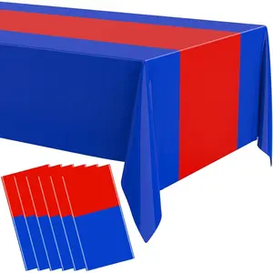 3 Pcs Disposable Plastic Tablecloths 54" x 108" for Rectangle Tables Waterproof Table Cover for Graduation 4th of July Wedding Baby Shower Birthday Party Decoration (Blue,Red)