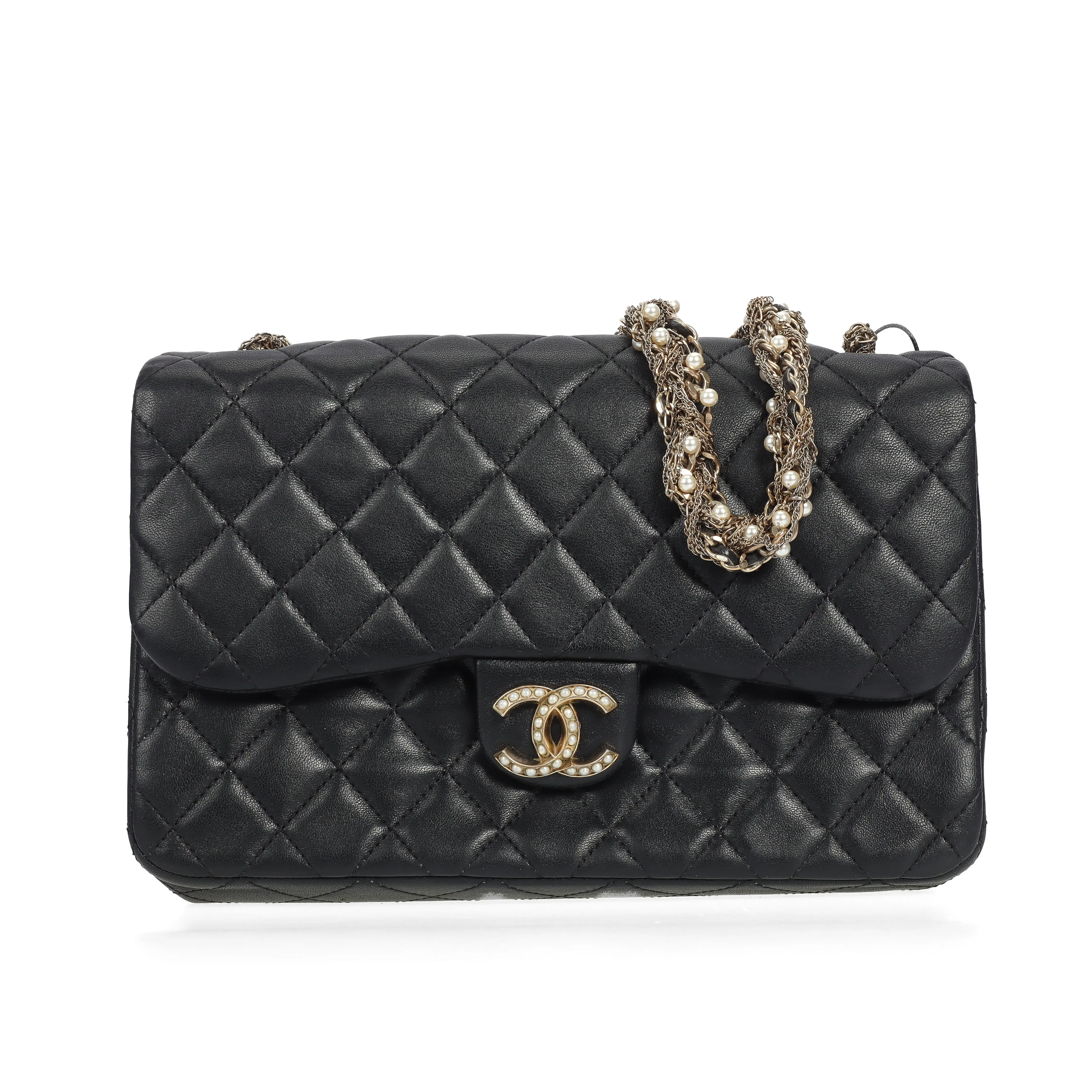 Pre-owned CHANEL Lambskin Shoulder Bags Classic Flap Black 98481477 yj hz