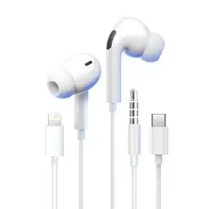 In-Ear Wired Headphones Compatible with Lightning Apple Huawei Type-C Digital Chip Line Control Tuning Electronic Earbuds