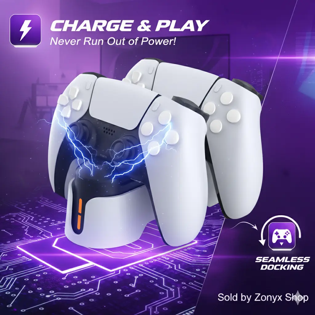 DOBE Dual Charging Station Dock for PlayStation5 DualSense Controllers, Fast Charger Stand with LED Indicators, White Wireless Cable Compact Console Lights Smartphone