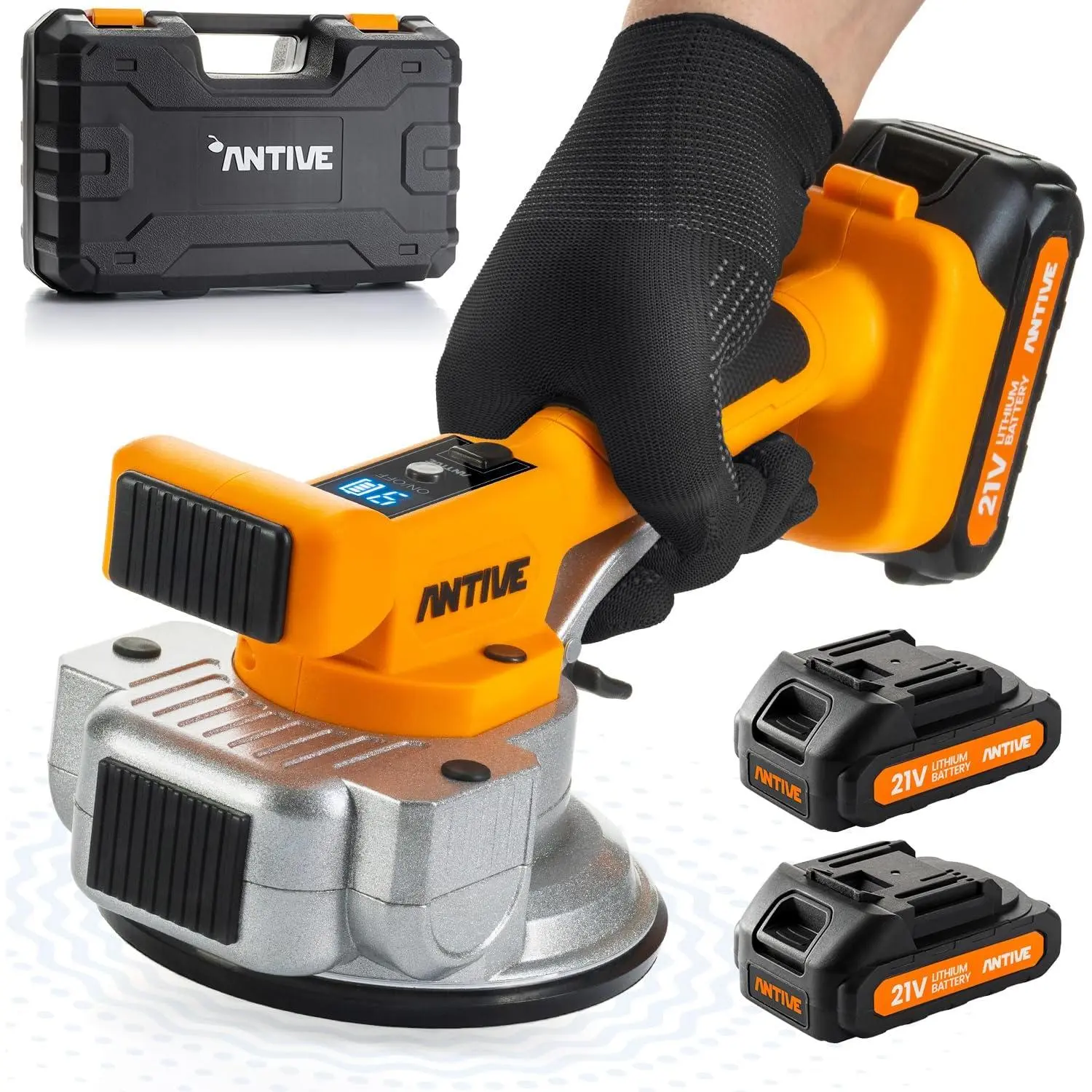 Tile Vibration Tool with 21V Batteries included – 110 lb. Strong Tile Suction Cup Tool for Leveling Marble, Ceramic, Paver & Concrete (Tile Vibration (Single Tool))