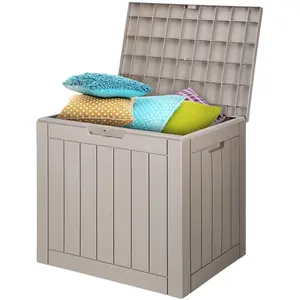 VEVOR Outdoor Storage Box, 31 Gallon Resin Deck Box, Backyard Outside Toy and Towel Storage Cabinet Waterproof, for Patio Furniture Cushions, Garden Tools, Pool Supplies & Package Delivery (Grey)