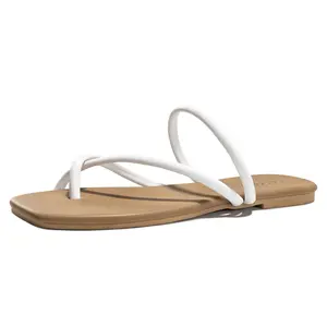 FITORY Women's Slide Sandals, Flat Flip Flops with Cross Strap Thongs for Summer