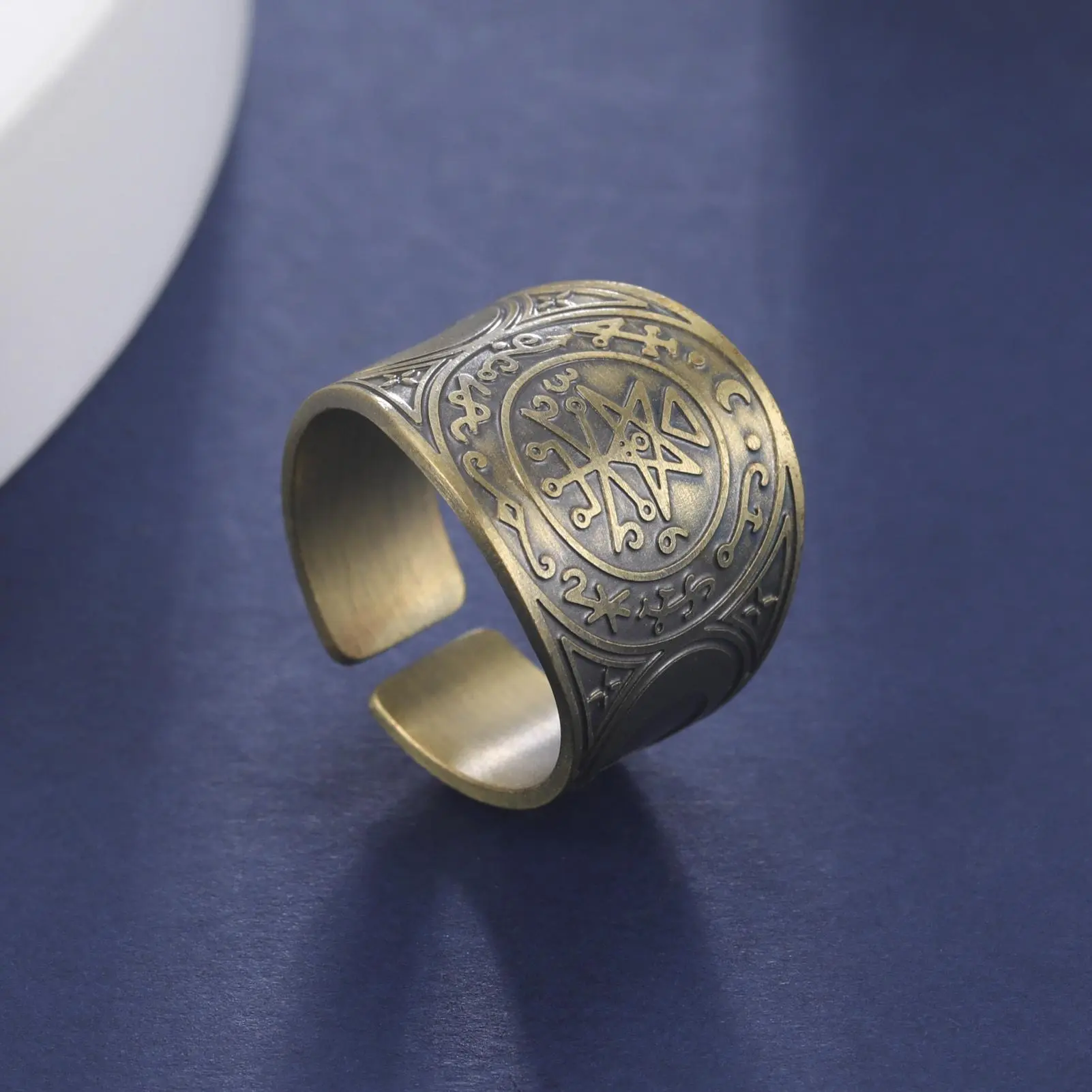 LIKGREAT Six Pointed Star Seal of Solomon Ring The 7 Archangels Protection Ring Metatron Cube Lilith Symbol Amulet Jewelry
