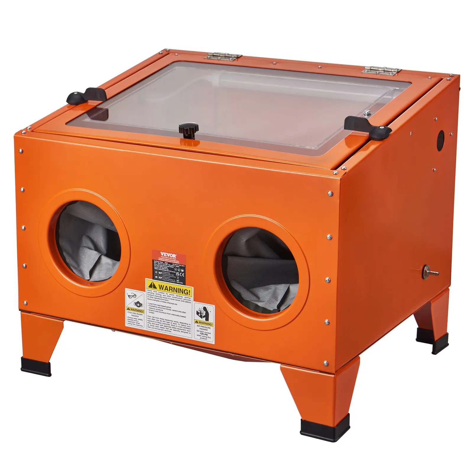 【Summerfinds】 VEVOR 25 Gallon Sandblasting Cabinet, 40-120PSI Portable Benchtop Sand Blasting Cabinet, Heavy Duty Steel Sand Blaster with Blasting Gun 4 Ceramic Nozzles for Paint, Stain, Rust Removaldealsforyoudays