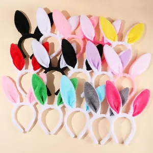 [Party Favorite] Bendable Plush Bunny Ears Headband for Women & Kids| Cute Velvet Rabbit Ears for Easter, Cosplay & Bachelorette Party| Adjustable Wire Ear Hair Accessories| Multiple Colors