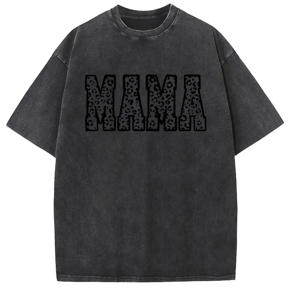 Minimalist Women's Oversized Graphic Tee - Printed Acid Wash, Heat Transfer, Half Sleeves, Drop Shoulder, Comfortable Loose Fit Mama Casual Women's Tops Everyday T-Shirt, Garment, Cargo