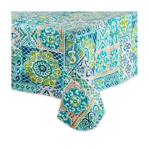 Design Imports Spanish Tile Vinyl Tablecloth 60x102