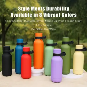 Auracup 1pc 18oz/26oz Stainless Steel Tumbler with Lid and Strap, 8 colors, Portable, Insulated Water Cup, Vacuum Insulated Travel Mug Keeps Hot 12H, Cold 24H, Hiking, Camping, Gym, Wide Mouth Travel Cup, Vacuum Flasks