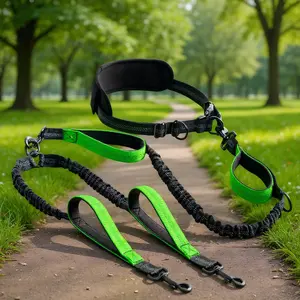 Adjustable Hands-Free Dual Dog Leash for Two Large Dogs Up to 150 lbs Comfortable Padded Design with Tangle-Free 360° Swivel Clasp Perfect for Walking Two Dogs products for Twin Puppies Dual-Leash control easy training walk medium pet lead grip double