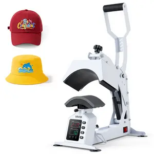 VEVOR Hat Heat Press Machine, 8.5 x 4 in Large Heating Plate, with Caps Stretcher, Precise Temperature & Time Control, Heat Press for Hats and Caps, for HTV Iron On and Sublimation Projects, White