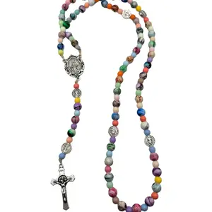 Rosary Necklace - Marbled Devotional Piece