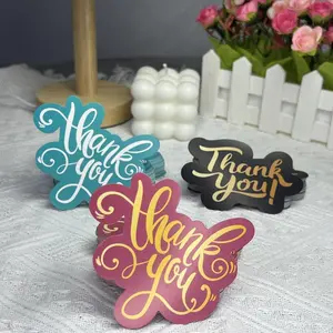 Thank You Card, 50pcs/pack Letter Pattern Thank You Card, Gift Decoration Thank You Card for Small Business, Mall, Gifts, Lettering, Positive Message Card, Custom Message Card