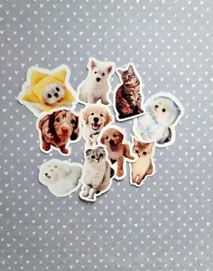 Random 5pcs Cute Cat & Dog Stickers – Free Gift with Phone Case Purchase