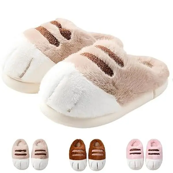 Cozy Cat Paw Slippers for Women – Cute 3D Design, Memory Foam Cushioning, Non-Slip Rubber Sole, Warm Indoor & Outdoor Winter Shoes