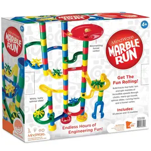 Mindware Marble Run Toy Set for Children, 55 Pieces, 15 Marbles, Slide-Enabled Sports & Outdoor Play Game