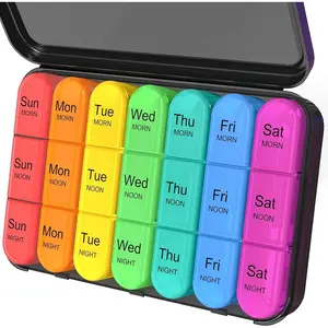Pill Organizer 3 Times a Day, Daily Pill Box 7 Day, Weekly Cases Medicine Organizers to Hold Vitamins and Medication