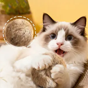 Cat interactive toy, rabbit fur ball toy, stimulates the cat's hunting instincts, provides self-entertainment and expends energy, cat toy rabbit fur ball for playing with cats, self-entertaining plush toy, spherical silent pet toy.