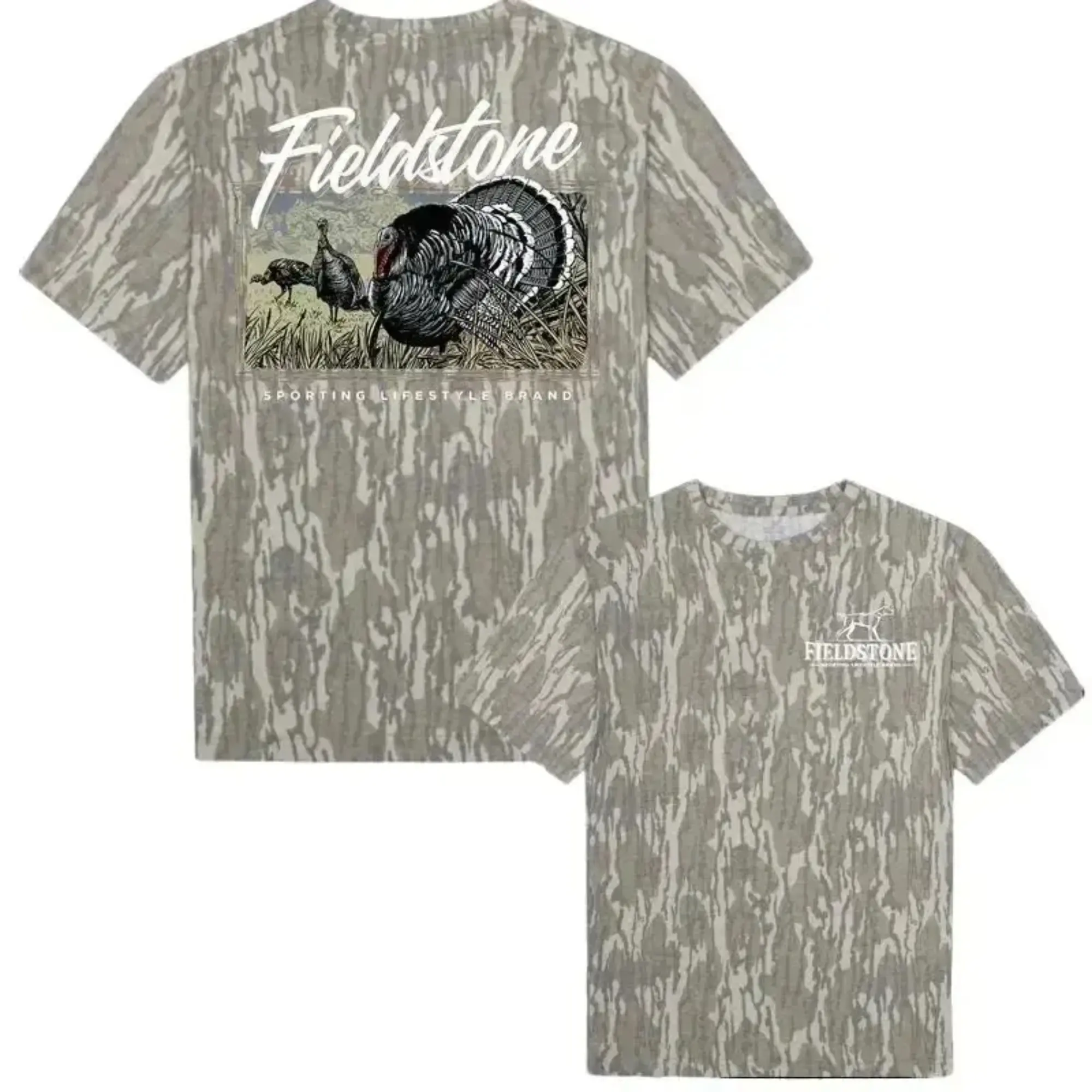 Fieldstone The Gobbler Tee Camo Shirt,  Bottomland Mallard Tee, Hunting Camo Shirt- Soft Stretch Cotton, Full Size S-5XL