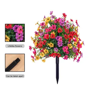 Artificial Rose Bushes for Outdoors, Faux Flowers with Ground Spikes Garden Stake, Faux Shrubs 22inch for Garden,Yard,Patio Decoration, Artificial Bushes for Outdoors, Artificial Flower Set