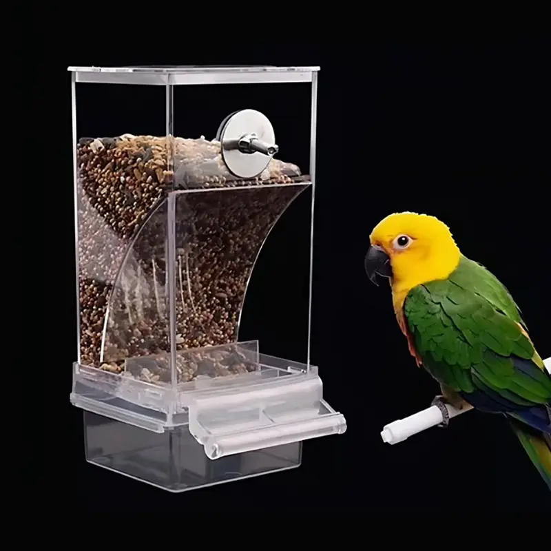 Automatic Feeder for Parrots, Tiger Skin Xuan Wind Peony Bird Food Box, Anti-Spill Automatic Feeder, Seed Separation Dispenser, Bird Feeding Station, Bird Feeding Tool, Easy to Clean, Durable, Bird Supplies, Bird Feeders