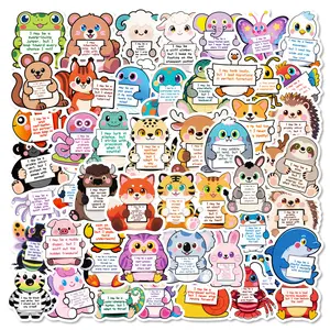 56 cute cartoon animal doodle sticker packs with text cards for creative decoration