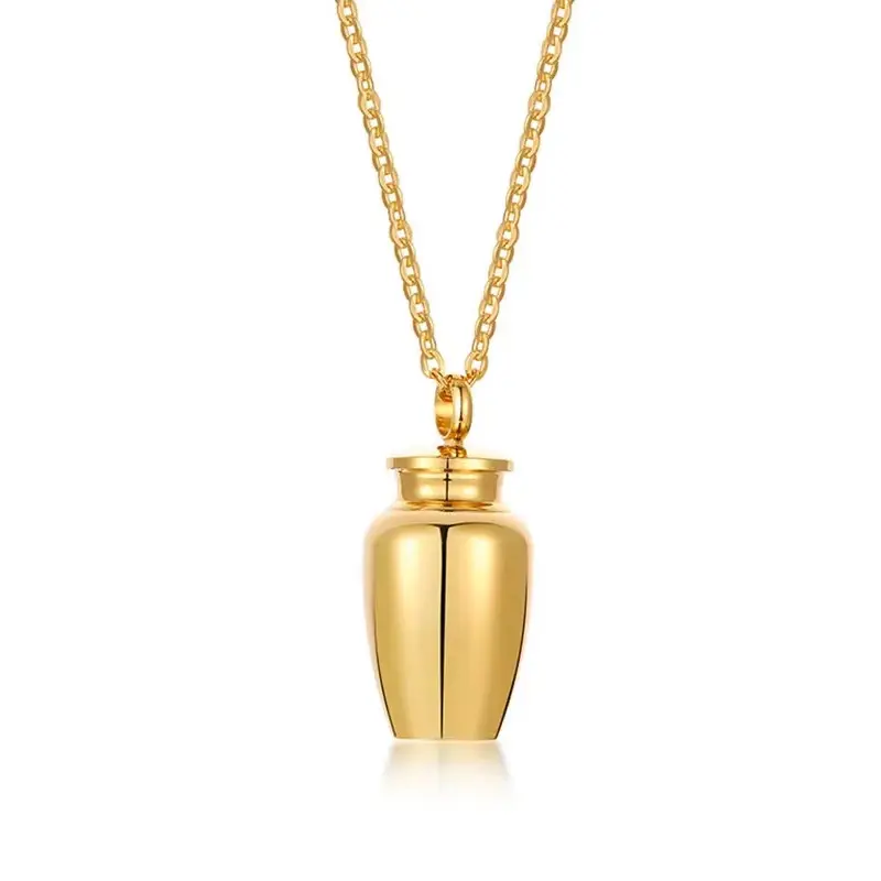 Gold stainless steel jar pendant 25*16mm