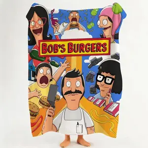 Bob’s Burgers Cartoon Flannel Blanket, Soft Cozy Throw Blanket for Living Room girly Bedroom decor Sofa and Home Relaxation