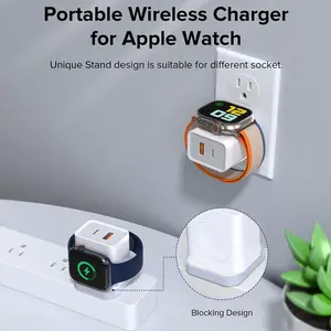 20W Apple Watch Magnetic Wireless Charger, PD 3-in-1 Fast Charging, Dual USB-C Ports, Wall Block for iPhone & Apple Watch Series 9/8/Ultra/7/6/5/4/3