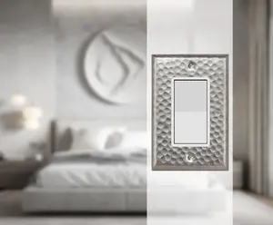 Hand Hammered Rocker Light Switch Wall Plate - Brushed Nickel