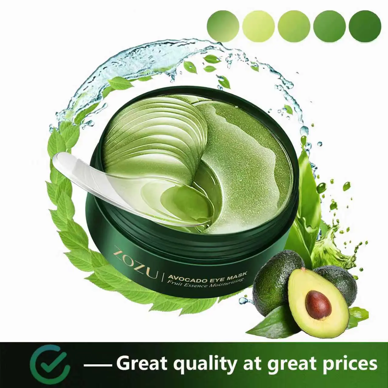 【Buy 1 Get 1 Free】 Taren Cosmetics Avocado Moisturizing Eye Patches, 60-Piece Set, Normal Skin Solid Travel-Size Moisturizer, Dark Circle & Eye Bag Care, Skincare Gift