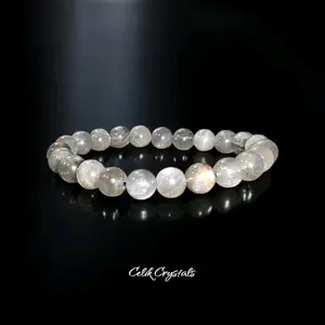 Labradorite Bracelet - Unisex Stretch Bead Crystal Bracelet with Natural Stones, 6mm, 8mm or 9.3-9.5 mm, AAA Quality Handmade