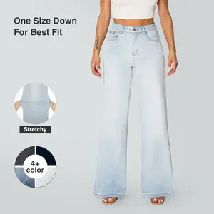 CANANA Minimalist Loose-fit High-Waisted Stretch Wide Leg Jeans for Everyday Office and Casual SH25F13