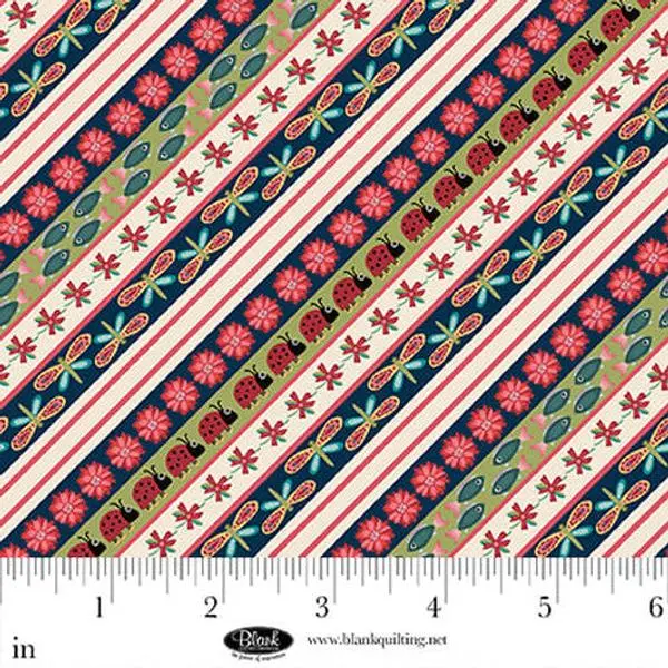 Fabric Blank Quilting Red Bias Stripe Lake Night Serenade by the Quarter Yard 4304-88