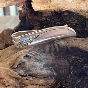 Vintage floral silverplate money clip