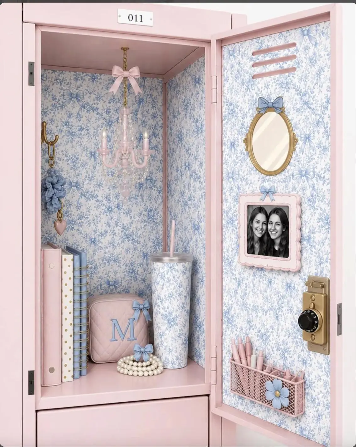 Magnetic Locker Wallpaper Mega Bundle with Mini Chandelier, Supply Pockets, Photo Frame & Bow Magnets