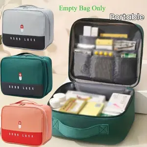 Large Portable Medicine Bag, Zipper Closure, Durable Material, Multi-Compartment Design, Ideal for Home & Travel First Aid Supplies, Emergency Gear