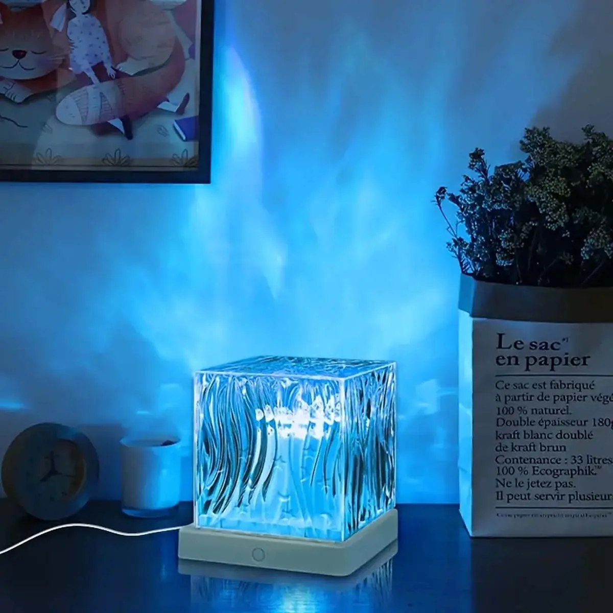 Northern Lights Water Ripple Projector Lamp - 16-Color Acrylic Crystal 3D Technology, Rotatable Mode, Artistic Aurora Multichrome Nightlight Novelty Lighting for Bedroom Modern Decor Gift, Artistic Novelty Lighting, Led Decoration Lamp, Elegant Mood Light