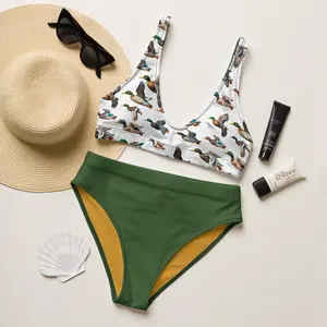 MALLARD BATHING SUIT - Duck Hunting Swimsuit Set - Mallard Duck Bikini - Swimwear For Duck Lovers - Green Bathing Suit