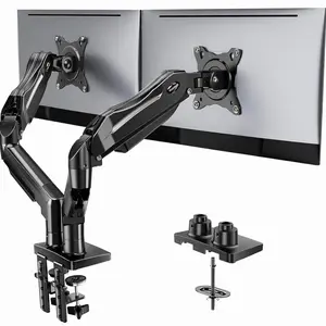 Dual Monitor Stand, Fully Adjustable Gaming Monitor Desk Mount for 13–32″ Computer Screens, Full Motion VESA 75x75/100x100 with C-Clamp & Grommet Base, Each Arm Holds 4.4 to 19.8 lbs