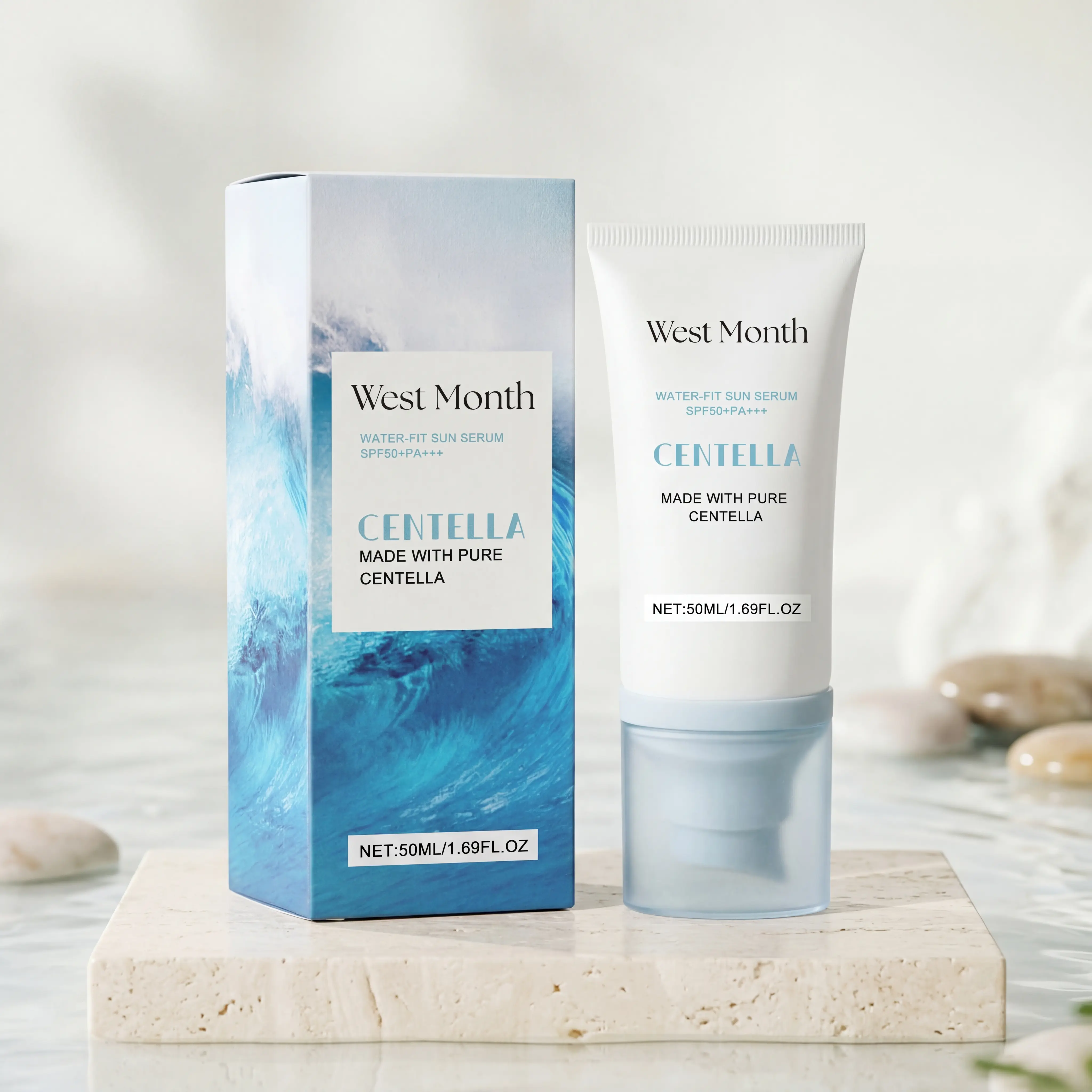 Madagascar Centella Asiatica Moisturizing Sunscreen Essence Cream: Lightweight Sun Protection, Suitable For Daily Use; Moisturizing Cream Texture, Suitable For Sensitive Skin. Gently Hydrates.